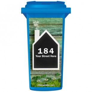 Your House Number Or Name & Street Name On A House Shaped Chalkboard Wheelie Bin Sticker Panel